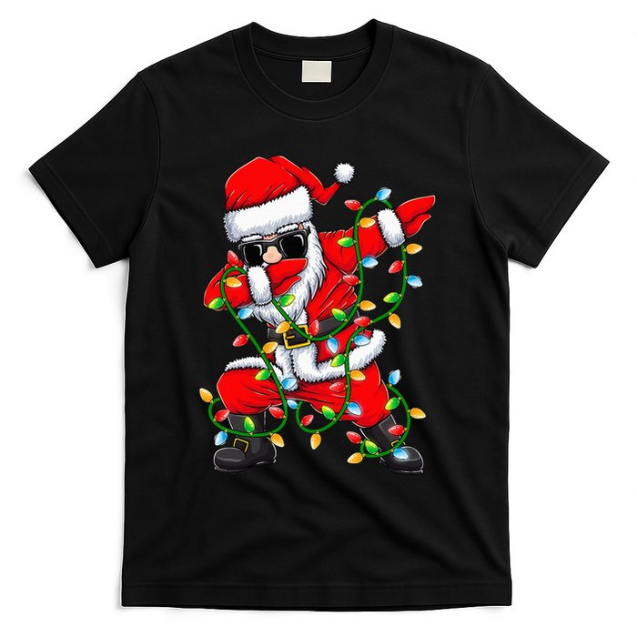 Dabbing Santa Xmas Lights Gifts Christmas T-Shirt