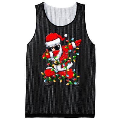 Dabbing Santa Xmas Lights Gifts Christmas Mesh Reversible Basketball Jersey Tank