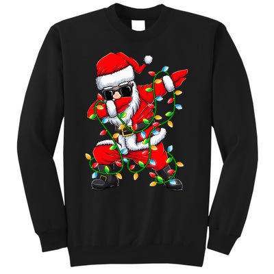 Dabbing Santa Xmas Lights Gifts Christmas Tall Sweatshirt