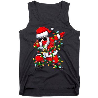 Dabbing Santa Xmas Lights Gifts Christmas Tank Top