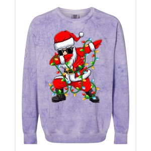 Dabbing Santa Xmas Lights Christmas Gifts Colorblast Crewneck Sweatshirt