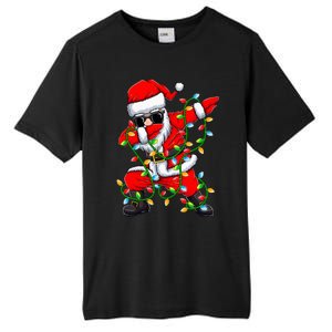 Dabbing Santa Xmas Lights Christmas Gifts Tall Fusion ChromaSoft Performance T-Shirt