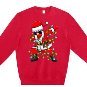 Dabbing Santa Xmas Lights Christmas Gifts Premium Crewneck Sweatshirt