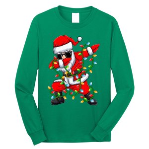 Dabbing Santa Xmas Lights Christmas Gifts Long Sleeve Shirt