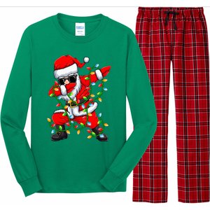 Dabbing Santa Xmas Lights Christmas Gifts Long Sleeve Pajama Set