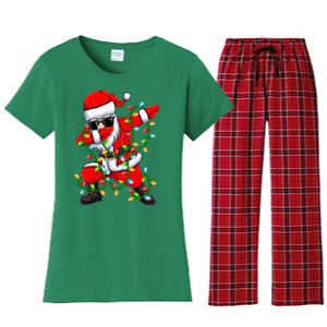 Dabbing Santa Xmas Lights Christmas Gifts Women's Flannel Pajama Set