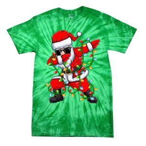 Dabbing Santa Xmas Lights Christmas Gifts Tie-Dye T-Shirt