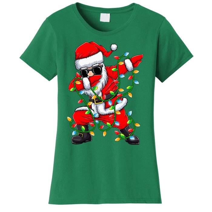 Dabbing Santa Xmas Lights Christmas Gifts Women's T-Shirt