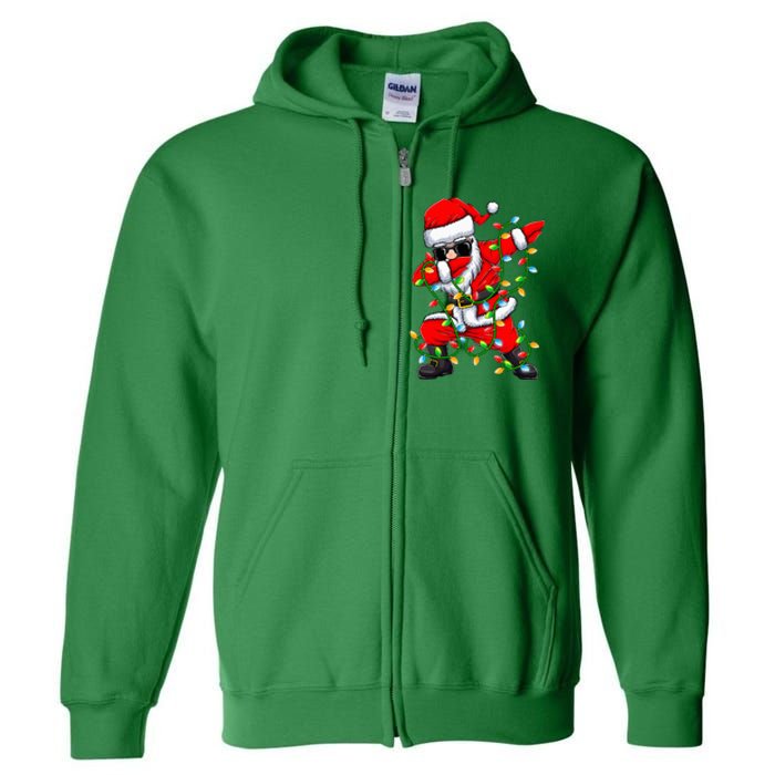 Dabbing Santa Xmas Lights Christmas Gifts Full Zip Hoodie