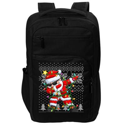 Dabbing Santa Xmas Tree Lights Impact Tech Backpack