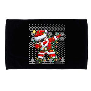 Dabbing Santa Xmas Tree Lights Microfiber Hand Towel