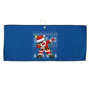 Dabbing Santa Xmas Tree Lights Large Microfiber Waffle Golf Towel