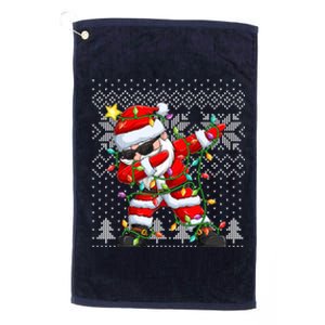 Dabbing Santa Xmas Tree Lights Platinum Collection Golf Towel