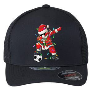 Dabbing Santa Xmas Lights Soccer Christmas Gift Flexfit Unipanel Trucker Cap