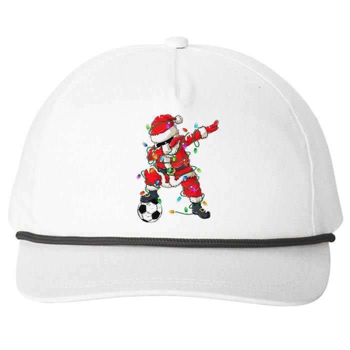 Dabbing Santa Xmas Lights Soccer Christmas Gift Snapback Five-Panel Rope Hat