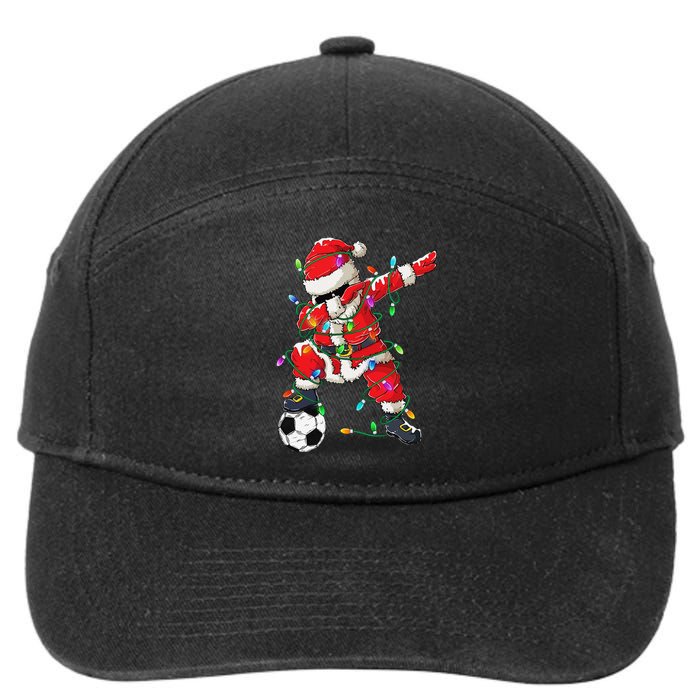 Dabbing Santa Xmas Lights Soccer Christmas Gift 7-Panel Snapback Hat