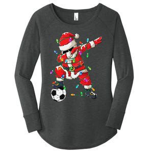 Dabbing Santa Xmas Lights Soccer Christmas Gift Women's Perfect Tri Tunic Long Sleeve Shirt