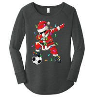 Dabbing Santa Xmas Lights Soccer Christmas Gift Women's Perfect Tri Tunic Long Sleeve Shirt