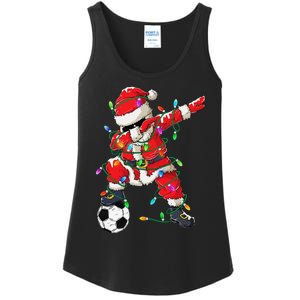 Dabbing Santa Xmas Lights Soccer Christmas Gift Ladies Essential Tank