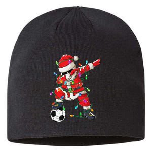 Dabbing Santa Xmas Lights Soccer Christmas Gift Sustainable Beanie