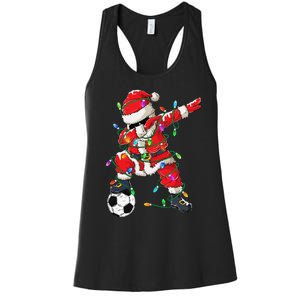 Dabbing Santa Xmas Lights Soccer Christmas Gift Women's Racerback Tank