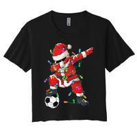 Dabbing Santa Xmas Lights Soccer Christmas Gift Women's Crop Top Tee