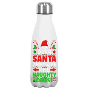 Dear Santa Y Are Naughty Ones Christmas S .Png Stainless Steel Insulated Water Bottle