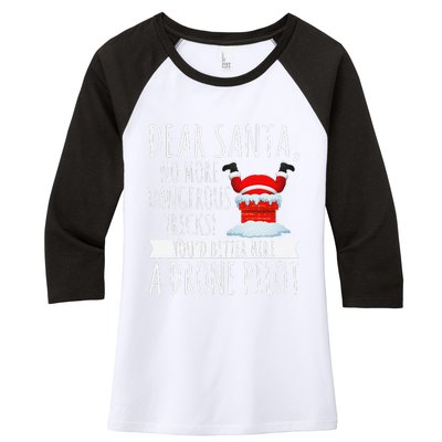 Dear Santa YouD Better Hire A Drone Pilot Drone Christmas Women's Tri-Blend 3/4-Sleeve Raglan Shirt