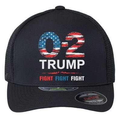 Donald Trump 02 Us Flag Fight Fight Fight You Missed Again Flexfit Unipanel Trucker Cap