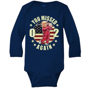 Donald Trump 02 Golf You Missed Again 2024 Election Baby Long Sleeve Bodysuit