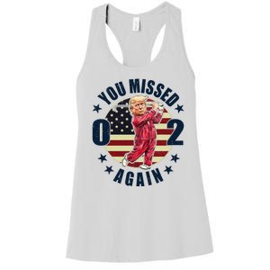 Donald Trump 02 Golf You Missed Again 2024 Election Women's Racerback Tank