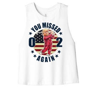 Donald Trump 02 Golf You Missed Again 2024 Election Women's Racerback Cropped Tank