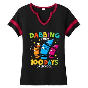 Dabbing Thru 100 Days Of School Ladies Halftime Notch Neck Tee