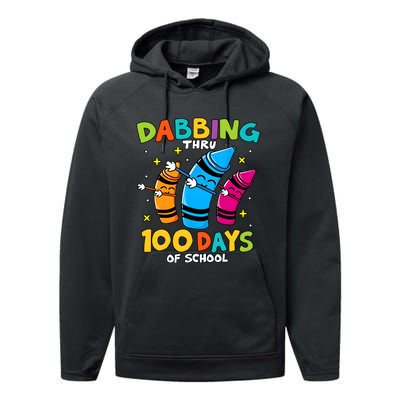 Dabbing Thru 100 Days Of School Performance Fleece Hoodie