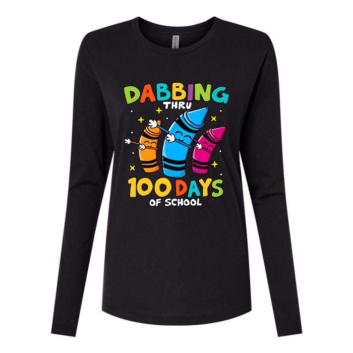 Dabbing Thru 100 Days Of School Womens Cotton Relaxed Long Sleeve T-Shirt