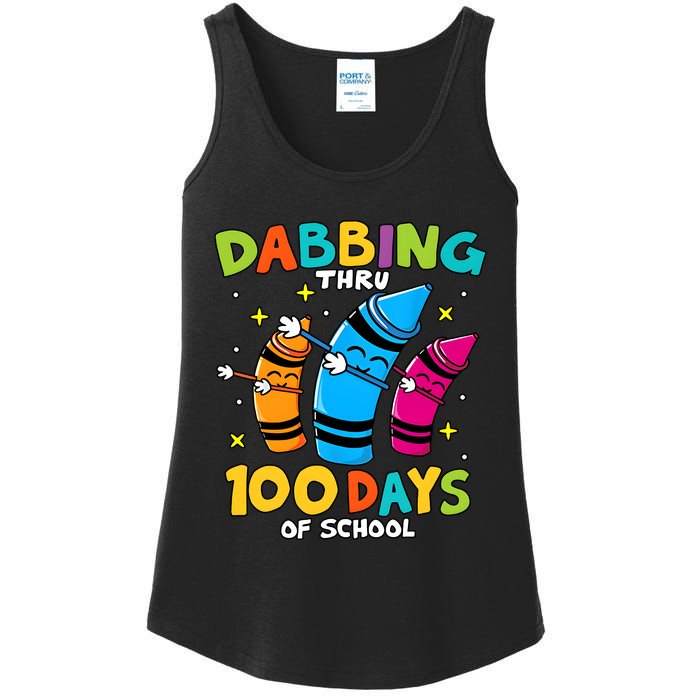 Dabbing Thru 100 Days Of School Ladies Essential Tank