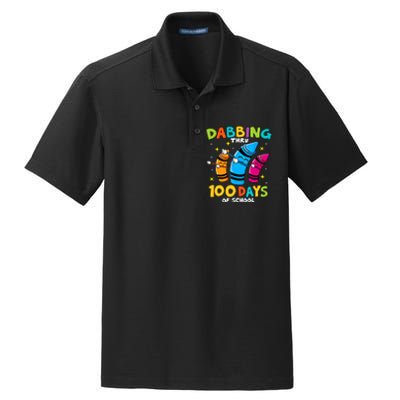 Dabbing Thru 100 Days Of School Dry Zone Grid Polo