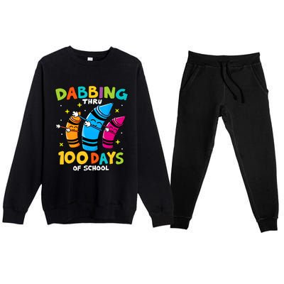 Dabbing Thru 100 Days Of School Premium Crewneck Sweatsuit Set