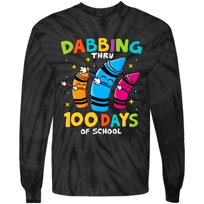 Dabbing Thru 100 Days Of School Tie-Dye Long Sleeve Shirt