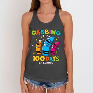 Dabbing Thru 100 Days Of School Women's Knotted Racerback Tank