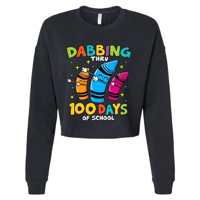 Dabbing Thru 100 Days Of School Cropped Pullover Crew