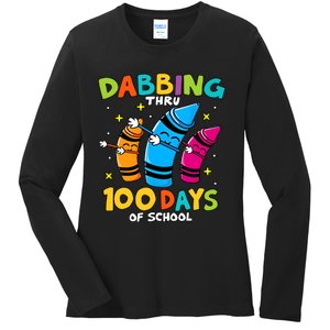 Dabbing Thru 100 Days Of School Ladies Long Sleeve Shirt