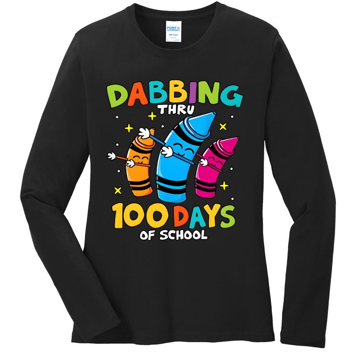 Dabbing Thru 100 Days Of School Ladies Long Sleeve Shirt