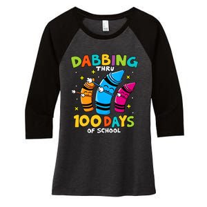 Dabbing Thru 100 Days Of School Women's Tri-Blend 3/4-Sleeve Raglan Shirt