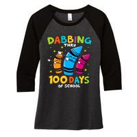 Dabbing Thru 100 Days Of School Women's Tri-Blend 3/4-Sleeve Raglan Shirt