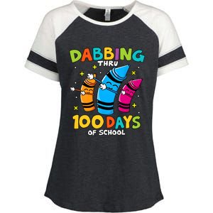 Dabbing Thru 100 Days Of School Enza Ladies Jersey Colorblock Tee