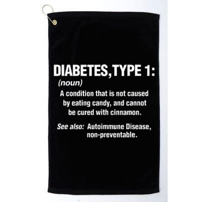 Diabetes Type 1 T1D Diabetics Funny Definition Platinum Collection Golf Towel