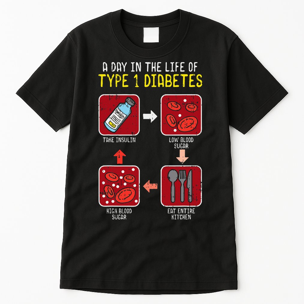Diabetic Type 1 Life Cycle Funny Diabetes Awareness Tall T-Shirt