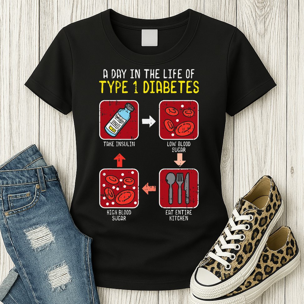 Diabetic Type 1 Life Cycle Funny Diabetes Awareness Womens T-Shirt
