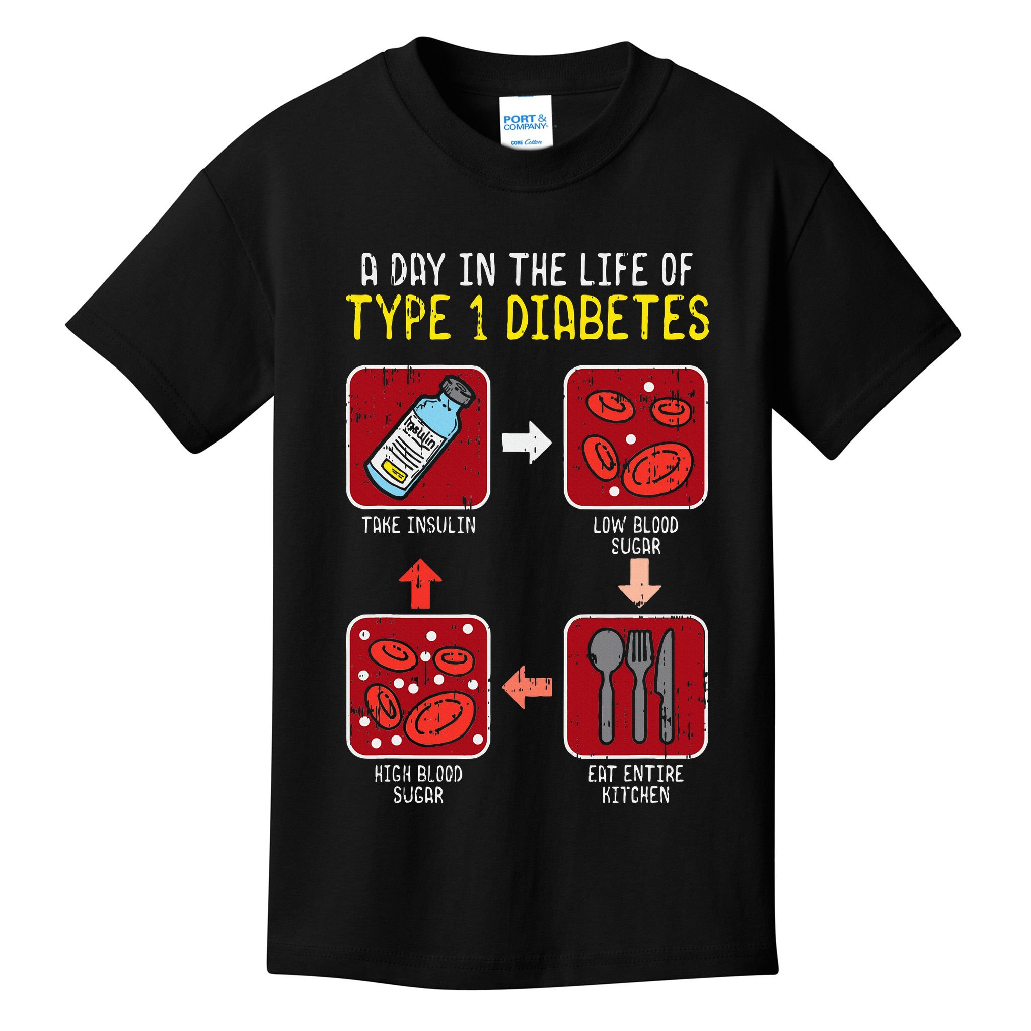 Diabetic Type 1 Life Cycle Funny Diabetes Awareness Kids T-Shirt